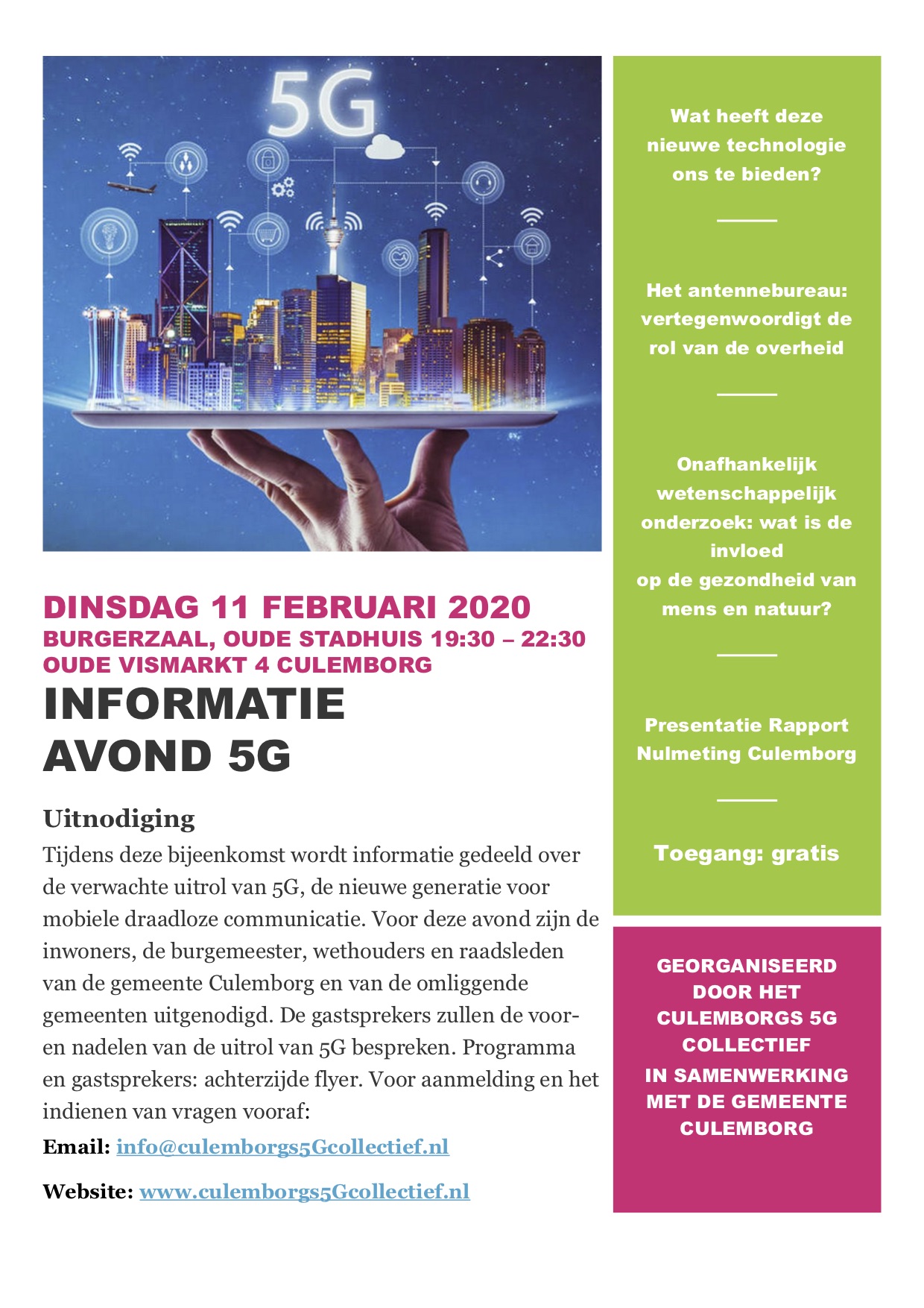 Poster Gemeentelijke Informatieavond 5G - 11 februari